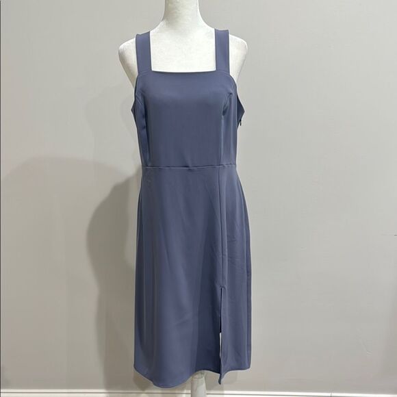 Ann Taylor Factory Blue Square Neck Sleeveless Midi Dress 6P - Picture 1 of 3